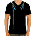 Statik Men's Black Cotton Headphones Tee