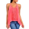 Stanzino Women's Coral Fringe Asymmetric Hem Top