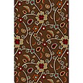 Jewel Floral Brown Non-skid Rug (2' x 3'3)