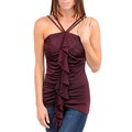 Stanzino Women's Eggplant Draped Ruffle Front Top