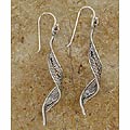 Sterling Silver Filigree Curled Drop Earrings (Israel)