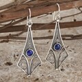 Sterling Silver Filigree Web Lapis Drop Earrings (Israel)