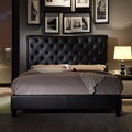 Sophie Tufted Dark Brown Faux Leather Queen-size Platform Bed