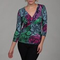 Cable & Gauge Women's Butterfly Print Twist Top
