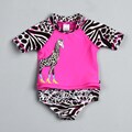 Carter's Infant Girl's Pink Giraffe and Zebra Swimsuit