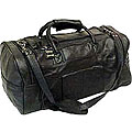 Amerileather Black Leather 21-inch Carry On Dual-zippered Duffel