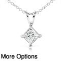 14k Gold 2/5ct TDW Princess Diamond Solitaire Pendant (H-I, I1-I2)