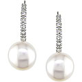 14k Gold FW Pearl and 1/10ct TDW Diamond Earrings (8-9 mm) (H-I, I2-I3)