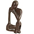 Carved Wood 'The Thinker' 10-inch Statue (Ghana)