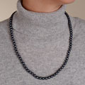 DaVonna 14k Gold Cultured Akoya Black Pearl Necklace (6.5-7 mm/ 24 in)