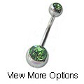 Stainless Steel Double Jeweled Barbell Belly Ring