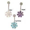 Surgical Steel Jeweled Flower Barbell Belly Ring