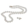 DaVonna 14k Gold Cultured Akoya Pearl 18-inch Necklace and Earring Set (5.5-6.0 mm)