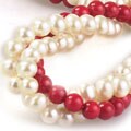 Cultured Freshwater Pearl and Coral Necklace (4-5 mm/ 16 in)