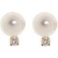 14k Diamond 7.5-8 mm Cultured Pearl Earrings