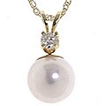 14k Gold Freshwater Pearl and 1/10ct TDW Diamond Necklaces (8-8.5 mm) (Set of 2)