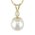 14-kt. Diamond Cultured 8-8.5 mm Pearl Pendant