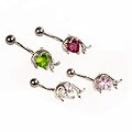 Stainless Steel Jeweled Dolphin Barbell Belly Ring (Limited Edition)