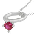 Sterling Silver Synthetic Birthstone Charm Necklace