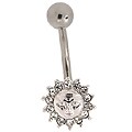 Surgical Steel Sun Crystal Barbell Belly Ring