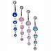 Surgical Steel Crystal Drop Barbell Belly Ring