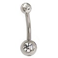 14g Petite Double Jeweled Surgical Steel Curved Barbell