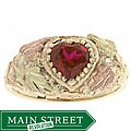 Black Hills Gold and Created Ruby Heart Ring