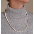 DaVonna 14k Gold Cultured Akoya Pearl Necklace (7.5-8 mm/ 24 in)