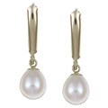 DaVonna 14k Gold Cultured White Freshwater Pearl Earrings (6-7 mm)
