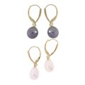 DaVonna 14k Gold Cultured Black Freshwater Pearl Earrings (8-9 mm)
