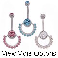 Stainless Steel Ring Of Jewels Barbell Belly Ring