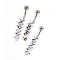 Stainless Steel XOXO Crystal Barbell Belly Ring