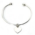 Sterling Silver Heart Charm Cuff Bracelet