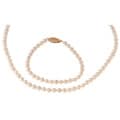 DaVonna 14k Gold Children's Pearl Necklace/ Bracelet Set (4-4.5 mm/ 14.5 in/ 5.75 in)