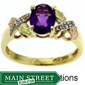 Black Hills Gold Amethyst and Diamond Ring
