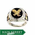 Black Hills Gold Silver Onyx Eagle Ring