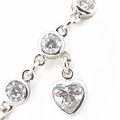 Sterling Silver Cubic Zirconia Heart Charm Bracelet