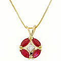 14k Yellow Gold Diamond Ruby Pendant