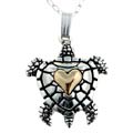Sterling Silver and 14k Gold Turtle Necklace