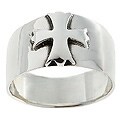 Sterling Silver Antiqued Cross Ring