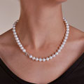 DaVonna Sterling Silver Freshwater Cultured Pearl Necklace (8-9 mm/ 18 in)