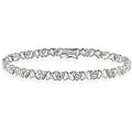 Sterling Silver Heart and X Diamond Accent Bracelet