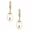 14k Gold Cultured FW Pearl Diamond Earrings