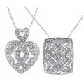 Icz Stonez Sterling Silver CZ Filigree Heart Pendant