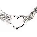 Sterling Silver Heart Pendant Strand Necklace