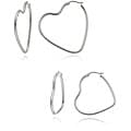 Sterling Silver Heart Hoop Earring Set