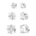 Sterling Silver CZ Princess-Cut Stud Earring Set (3 Pair)