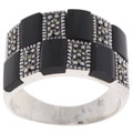 Sterling Silver Marcasite and Black Onyx Ring