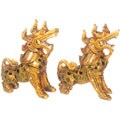 Gold and Glass Foo Dog Dragons (Set of 2)