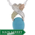 Black Hills Gold 14-kt. & Silver Turquoise Diamond Pendant